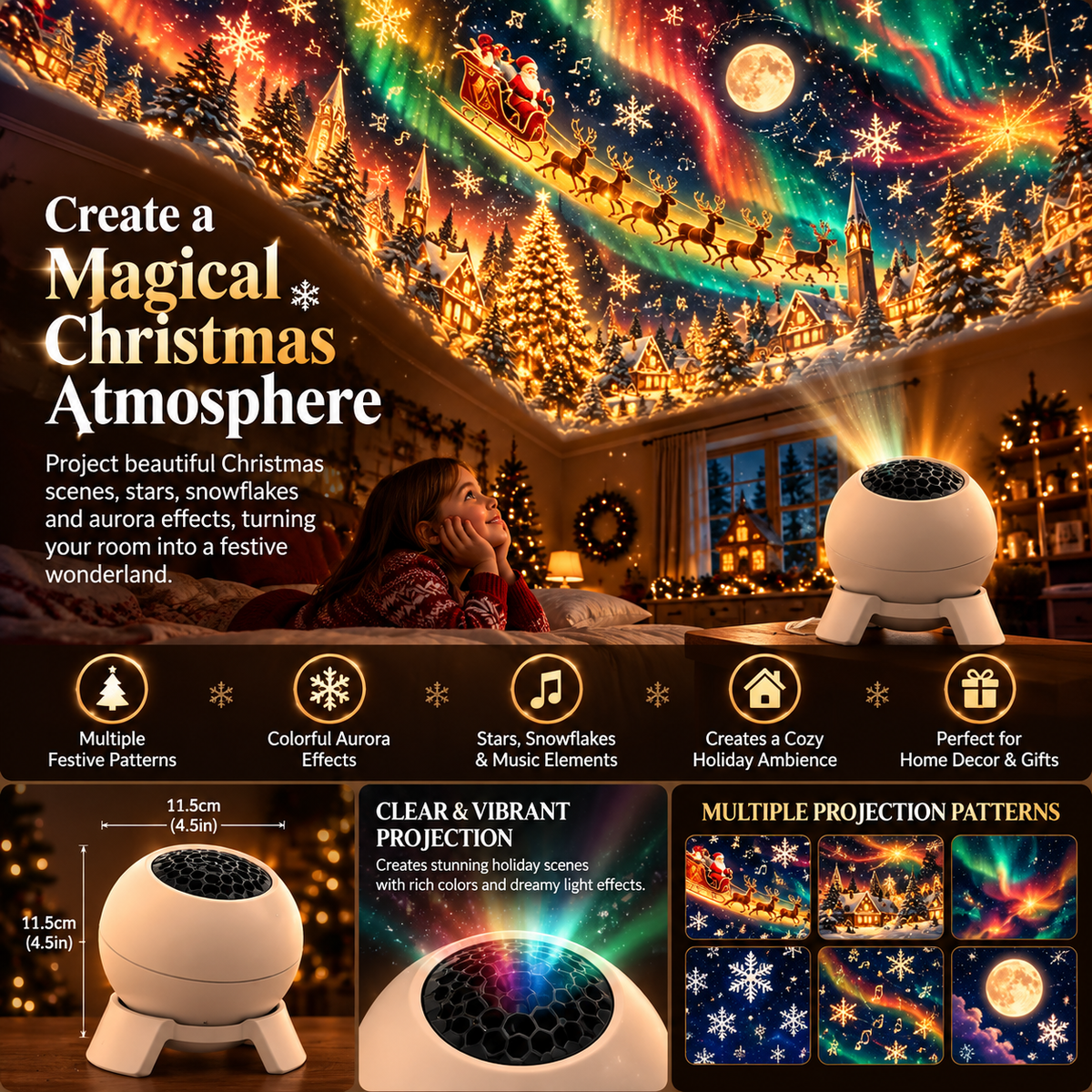 🎅 Magical Christmas Scene Projector – Transform Your Room into a Holiday Wonderland ✨