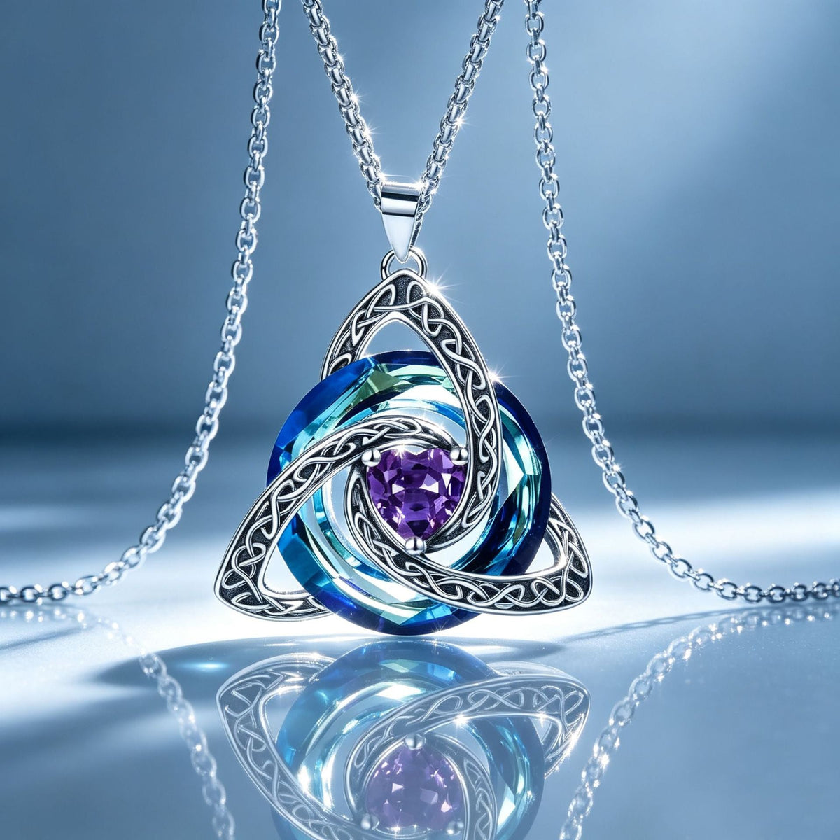 ✨❤️‍🔥 Birthstone Celtic Trinity Knot Necklace – Meaningful Irish Knot Pendant for Women, Anniversary & Birthday Gift