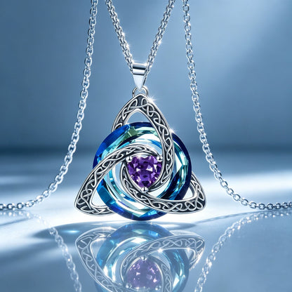 ✨❤️‍🔥 Birthstone Celtic Trinity Knot Necklace – Meaningful Irish Knot Pendant for Women, Anniversary & Birthday Gift