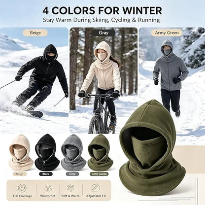 🔥🎁3-in-1 Winter Fleece Balaclava Hood With Adjustable Drawstring