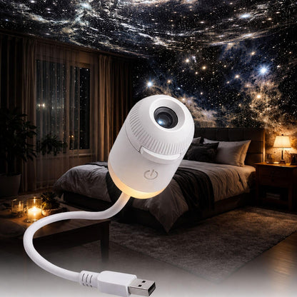 ✨🔭2-in-1 Galaxy Projector Night Light | USB Mini Star & Moon Projector for Bedroom, Adjustable Brightness, 360° Projection