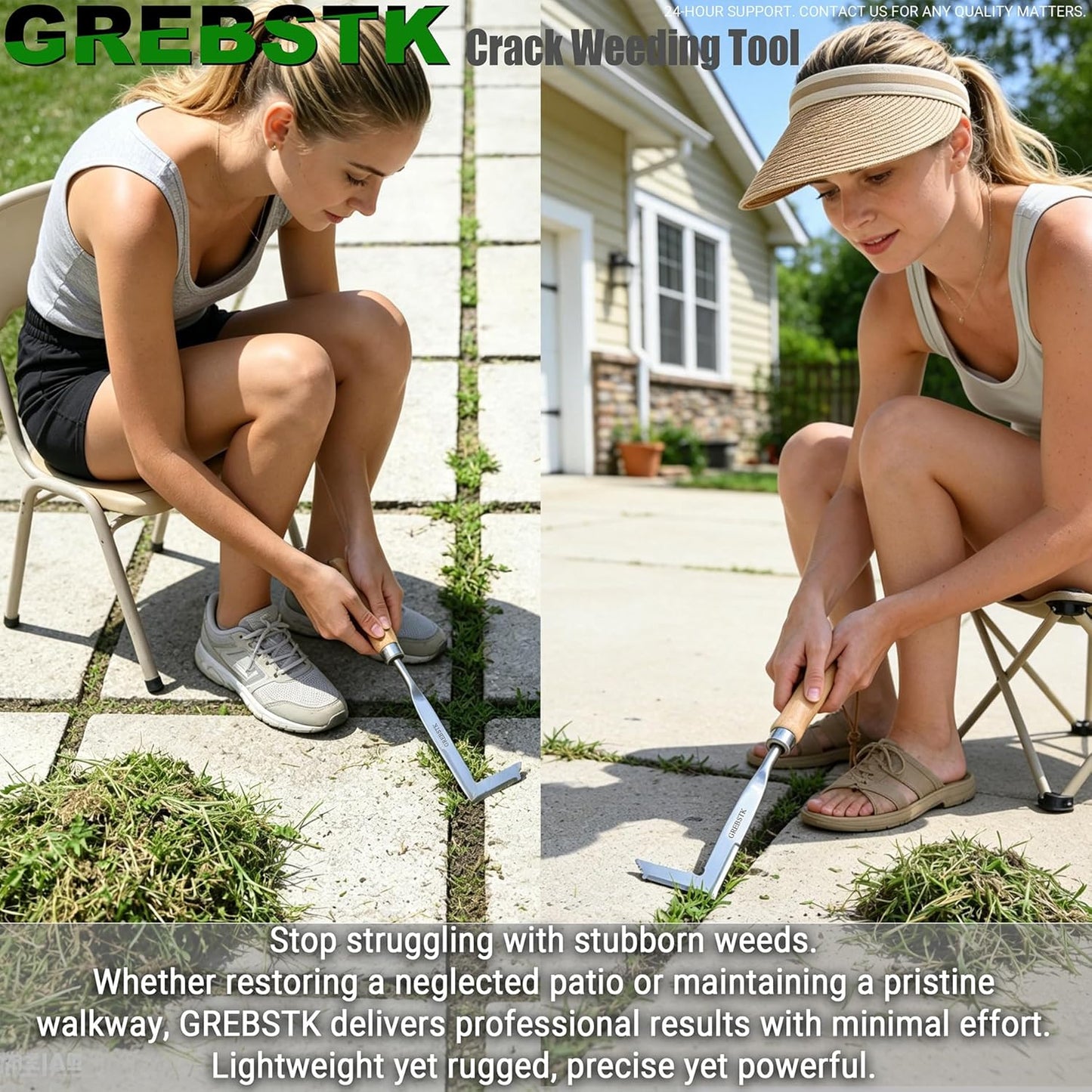 ⚡Wooden Handle Crevice Weeder, Stainless Steel Manual Grass Remover for Patio, Pathways & Yards