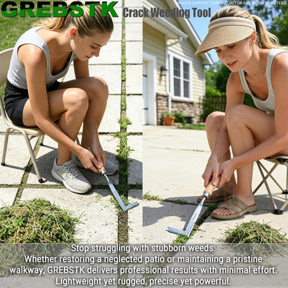 ⚡Wooden Handle Crevice Weeder, Stainless Steel Manual Grass Remover for Patio, Pathways & Yards