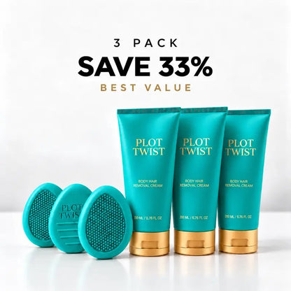 🧴✨ Plot Twist Fast-Acting Body Hair Removal Cream | Sensitive Skin Formula with Silicone Pebble Remover