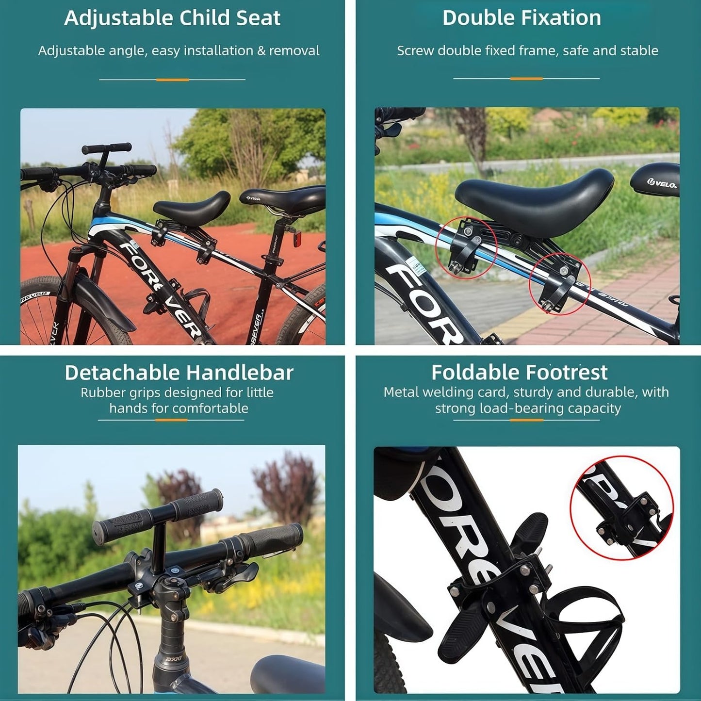 ⚡Front-Mounted Kids Bike Seat Set