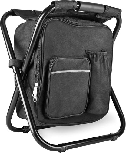 Kikerike Portable Stool Backpack Cooler Chair 300 LBS Max Load Folding Fishing Cooler Backpack Stool for Outdoors Hiking Beach Travel
