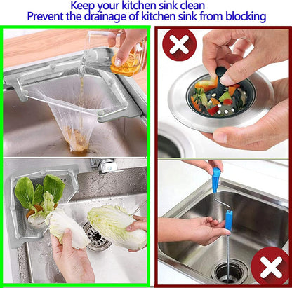 ⚡Kitchen Sink Triangle Tri-Holder Filter,Kitchen Sink Strainer, Sink Drain Strainer, with a Triangular Gray Rack and 50PCS Large Size Filtering Mesh Bags for Kitchen Leftover