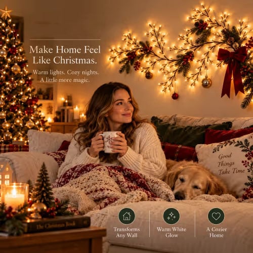 🎄✨New-2026 Flexible LED Branch Lights with Remote | Christmas Bendable Vine Wall Decor