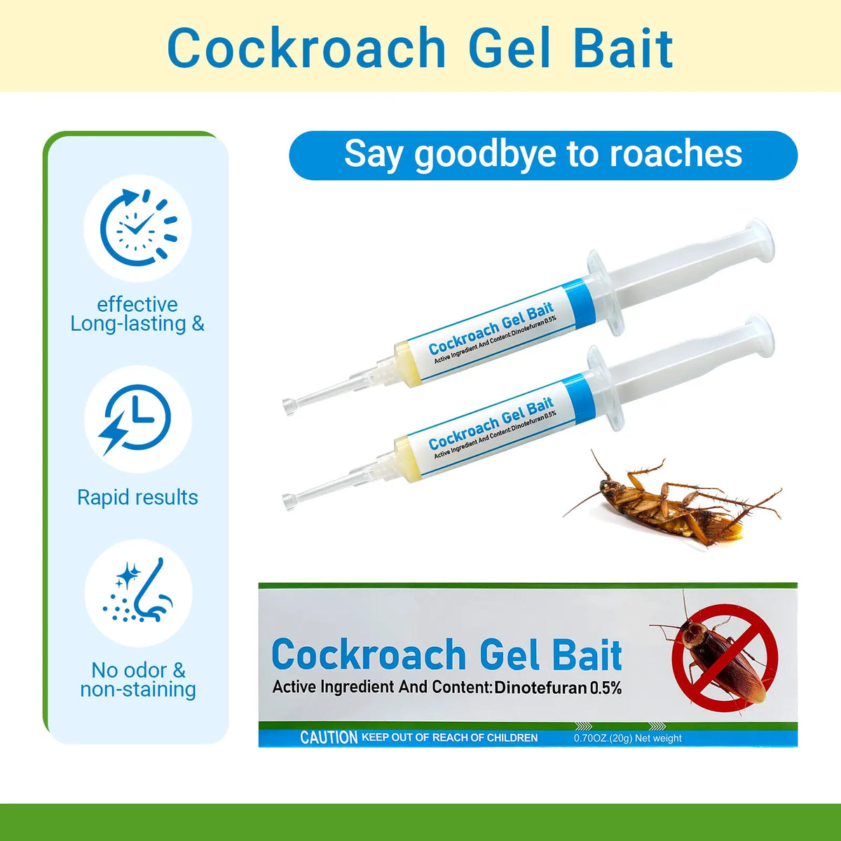 🪳 Gel Bait Injector – 2-Pack Roach Killer for Kitchens & Bathrooms