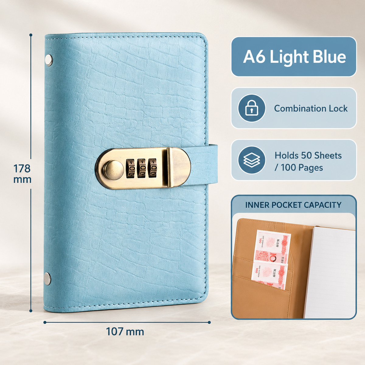 🔐🔥 Lockable A6 Savings Binder – Cash Organizer & Budget Planner
