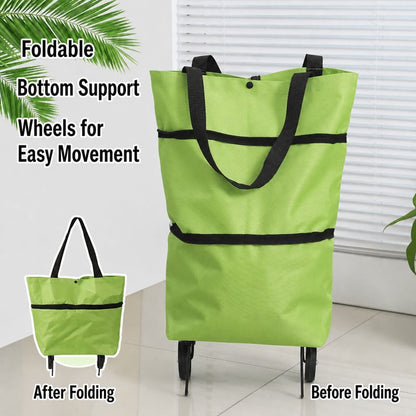 🛒2-in-1 Foldable Shopping Trolley – Sturdy Shopping Bag on Wheels for Supermarket, Market & Travel