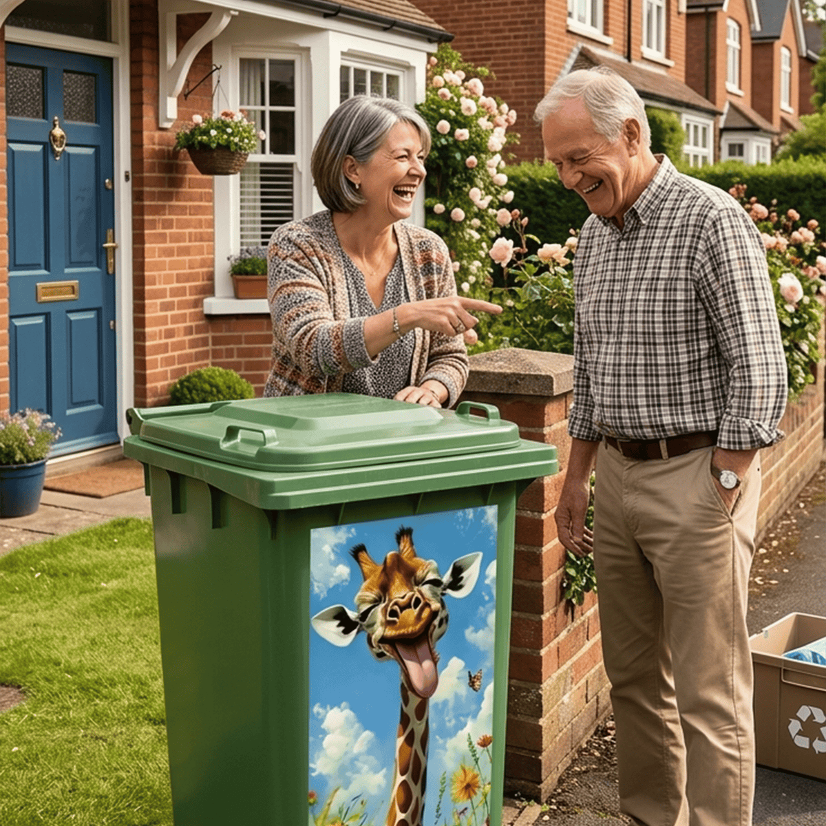 ⚡ Creative Trash Can Sticker with Colourful Cartoon