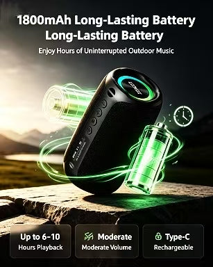 ZEALOT M2 Portable Bluetooth Speaker | 360° Surround HIFI Sound, RGB Lights, 1800mAh Battery, Outdoor Wireless Speaker
