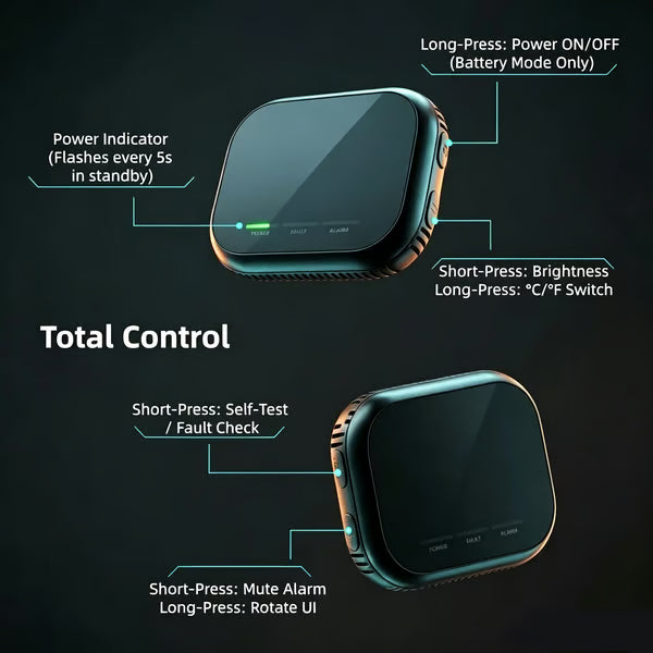 🛡️ Smart 6-in-1 Gas Detector – CO Smoke & Gas Leak Alarm With LCD Display