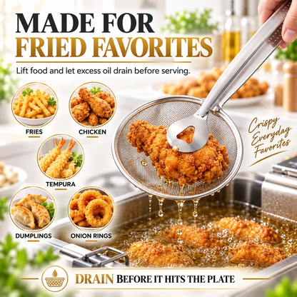 🔥🔥🔥 50% OFF Today 2-in-1 Spider Strainer Tongs for Frying & Draining