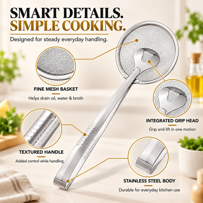 🔥🔥🔥 50% OFF Today 2-in-1 Spider Strainer Tongs for Frying & Draining