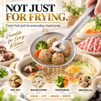 🔥🔥🔥 50% OFF Today 2-in-1 Spider Strainer Tongs for Frying & Draining