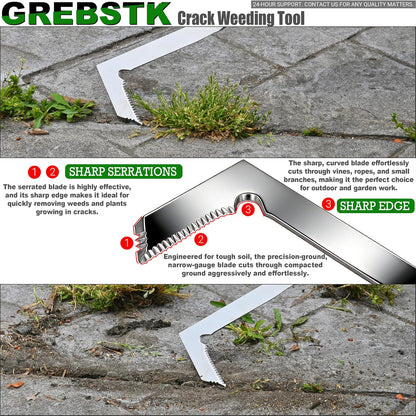 ⚡Wooden Handle Crevice Weeder, Stainless Steel Manual Grass Remover for Patio, Pathways & Yards