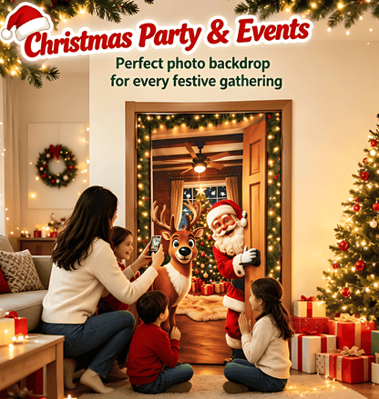🎅 Santa Christmas Door Cover with Elastic Edges | Reusable Holiday Decor 🎄
