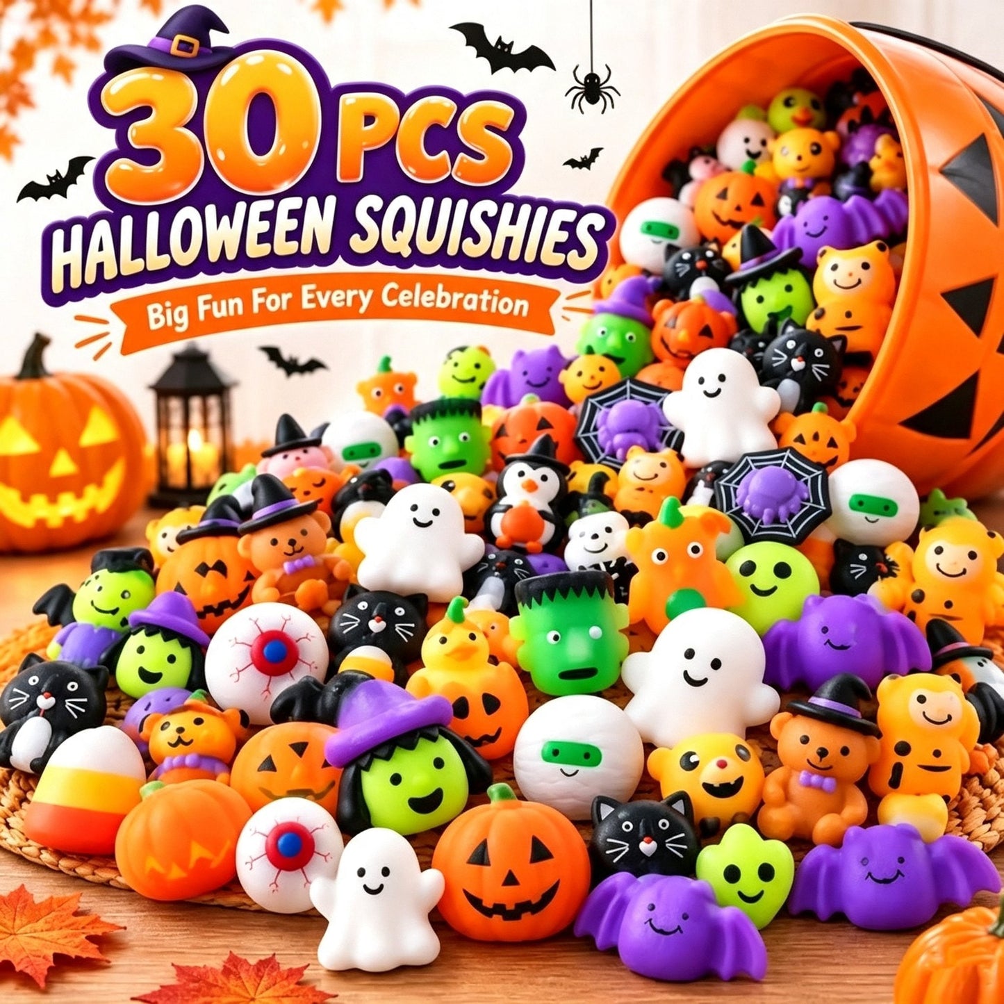 🎃🥳 30PCS Halloween Mochi Squishy Toys