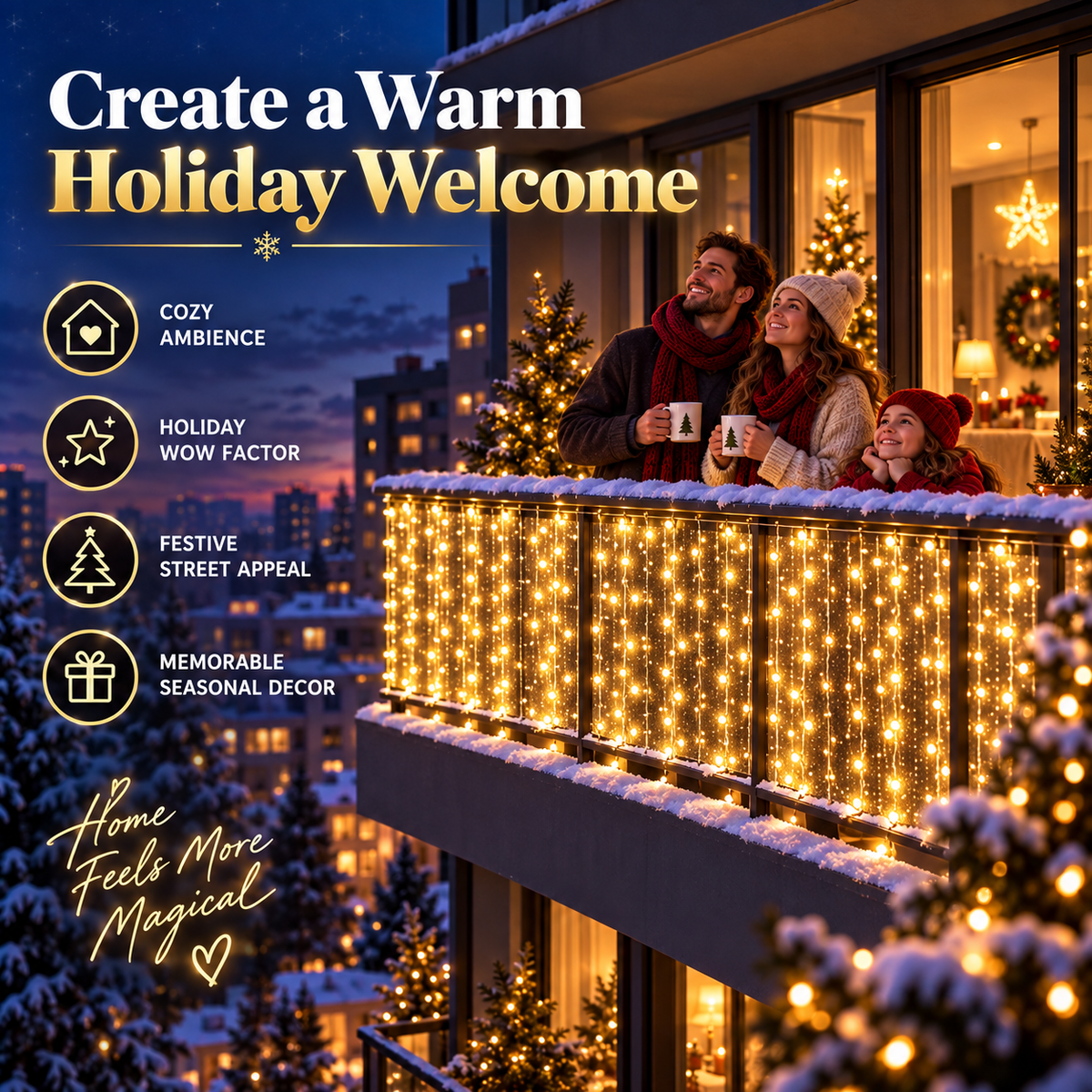 🎄 Smart RGB Pixel Curtain Lights – App-Controlled Animated Holiday Display for Balcony & Window Decor-1.6m*1.6m
