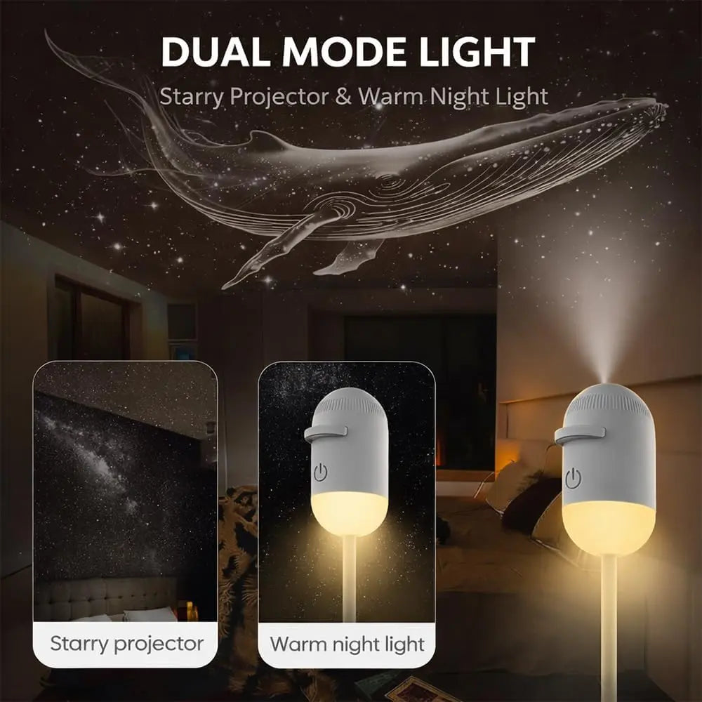 ✨🔭2-in-1 Galaxy Projector Night Light | USB Mini Star & Moon Projector for Bedroom, Adjustable Brightness, 360° Projection