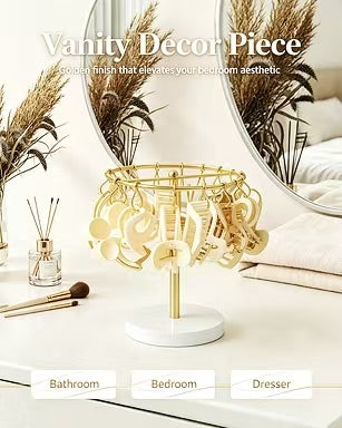 Rotating Claw Clip Display Stand, Gold Metal Hair Accessory Organizer