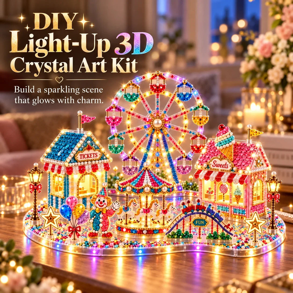 💎DIY 3D Crystal Art Kit with LED Lighting – Sparkling Miniature Scenes to Create Yourself