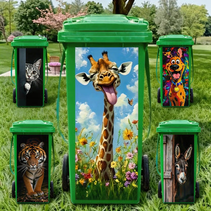 ⚡ Creative Trash Can Sticker with Colourful Cartoon