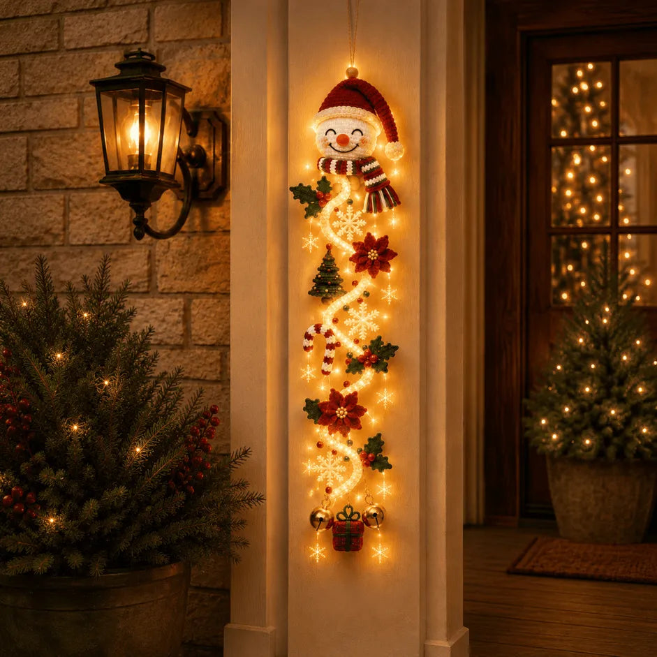 🎄Light-Up Christmas Door Hanger – 6 Festive Designs with Warm Holiday Glow ✨