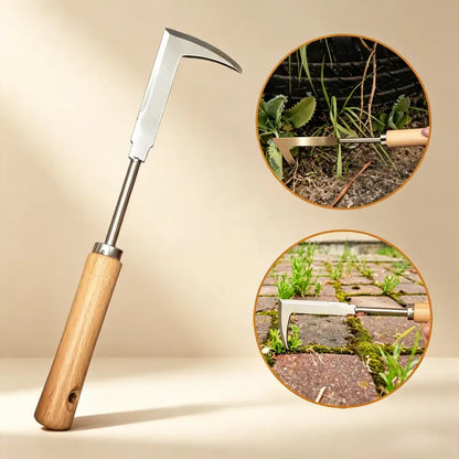 ⚡Wooden Handle Crevice Weeder, Stainless Steel Manual Grass Remover for Patio, Pathways & Yards