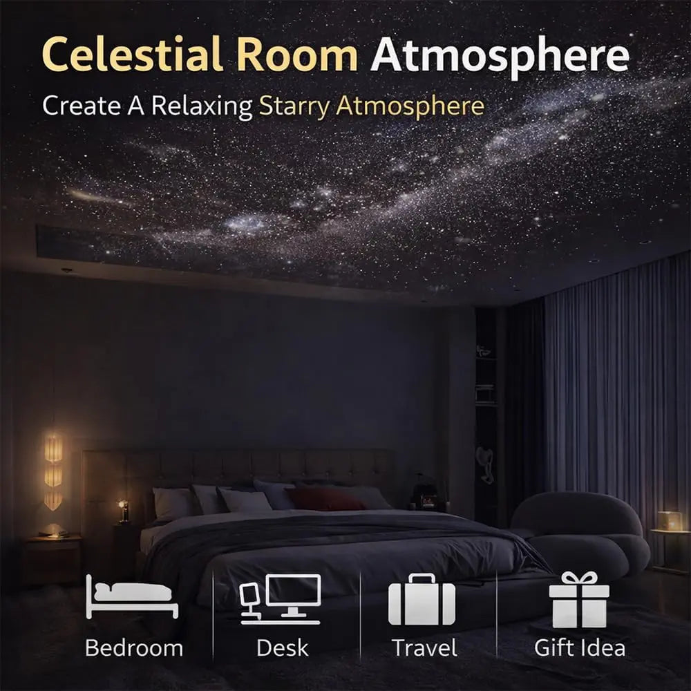 ✨🔭2-in-1 Galaxy Projector Night Light | USB Mini Star & Moon Projector for Bedroom, Adjustable Brightness, 360° Projection