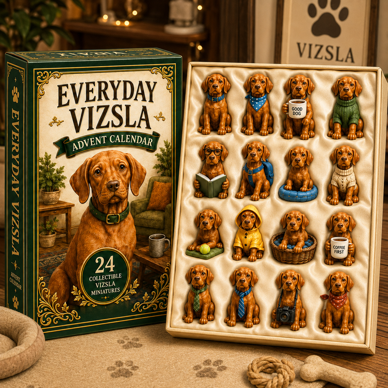 Everyday Vizsla Advent Calendar 2026 – 24 Days of Adorable Vizsla Miniatures, Daily Dog Moments & Perfect Gifts for Vizsla Lovers