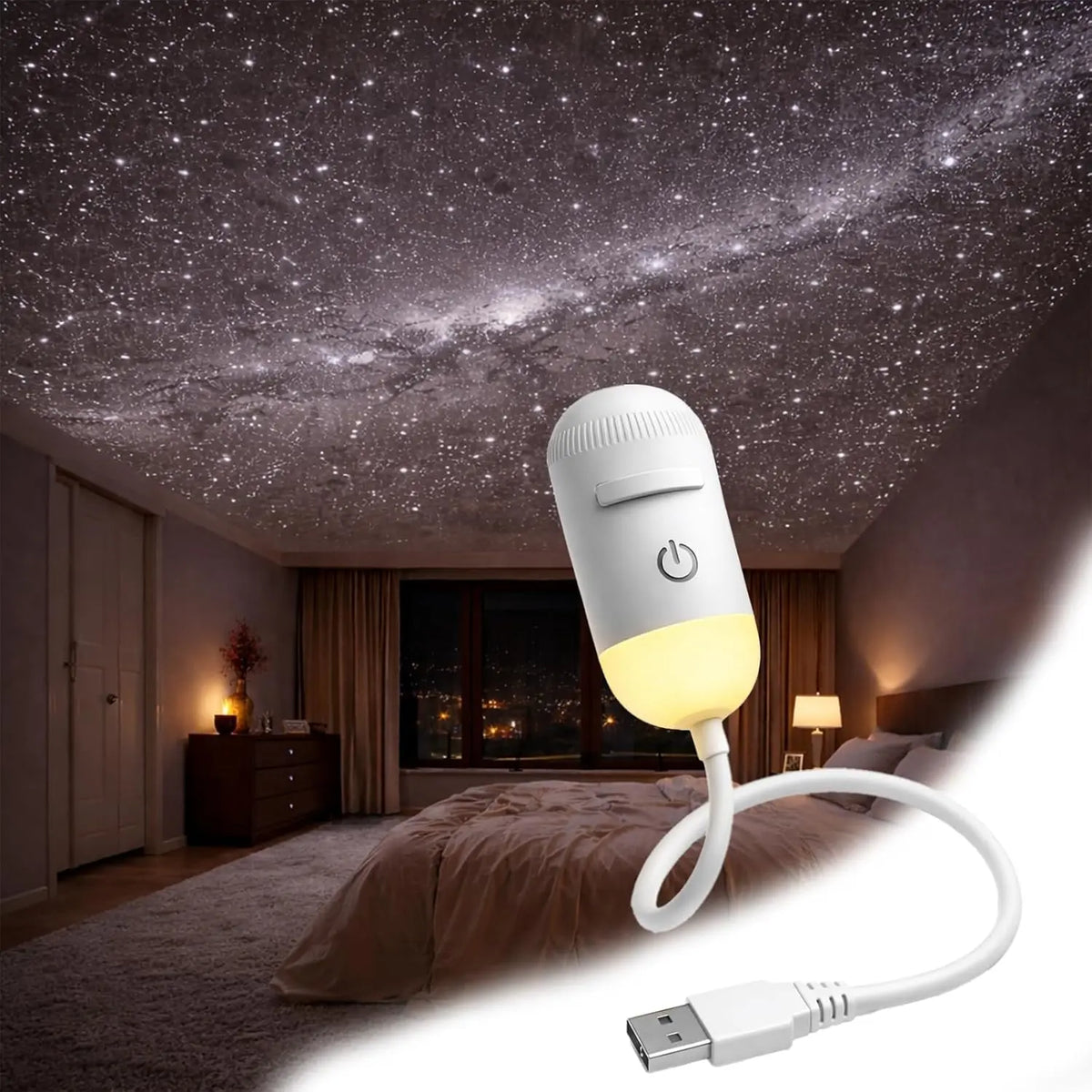 ✨🔭2-in-1 Galaxy Projector Night Light | USB Mini Star & Moon Projector for Bedroom, Adjustable Brightness, 360° Projection