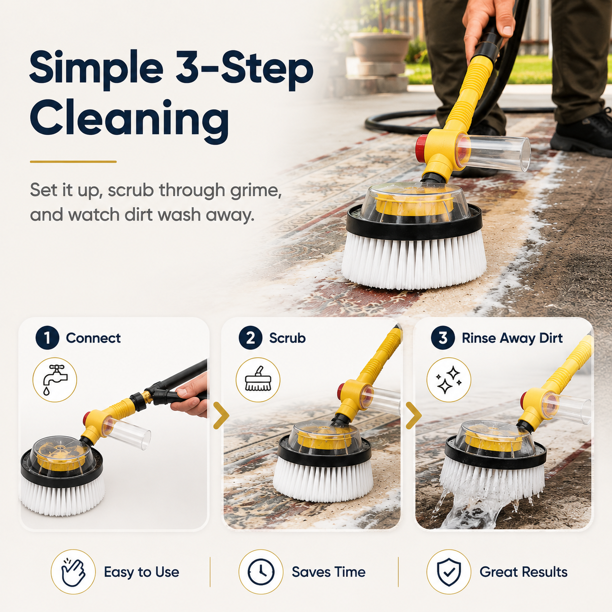 ⚡Water-Assisted Deep Cleaning Scrub Brush for Rugs, Patios & Outdoor Surfaces