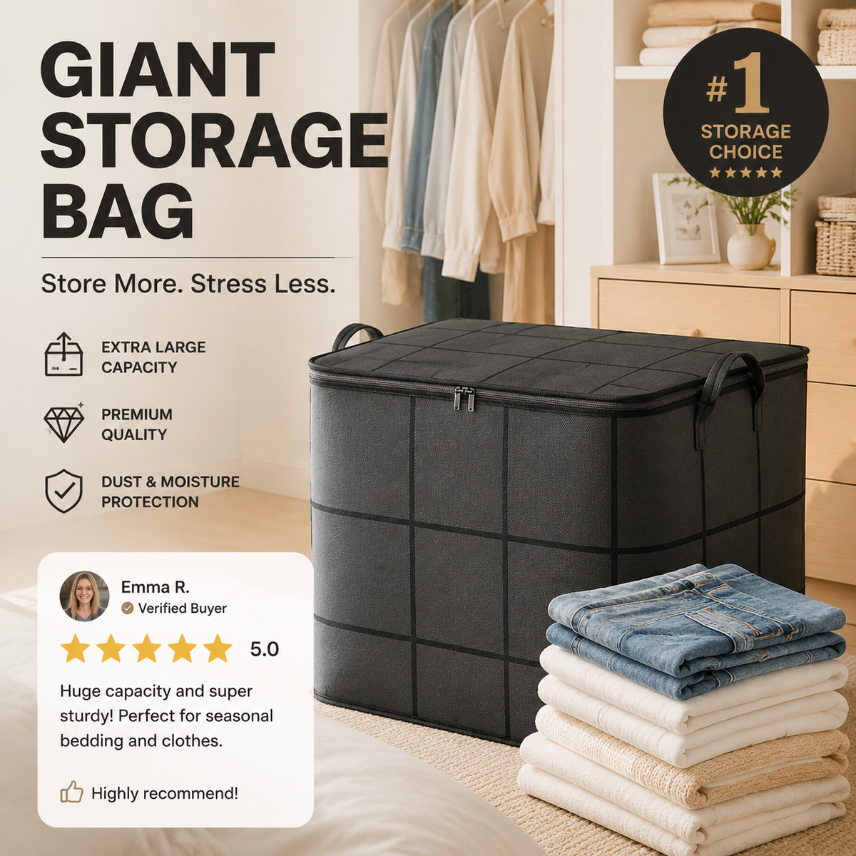⚡ Foldable Storage Tote – Waterproof, Dustproof, Big & Portable