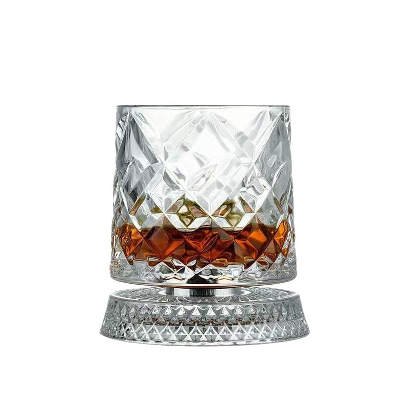 🥃 Luxurious 360° Rotating Crystal Glass — Starburst-Faceted, Stress-Relieving Whiskey & Red Wine Tumbler(300ml)
