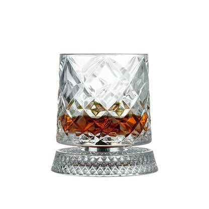 🥃 Luxurious 360° Rotating Crystal Glass — Starburst-Faceted, Stress-Relieving Whiskey & Red Wine Tumbler(300ml)