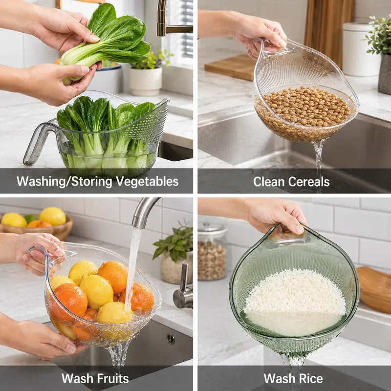 ⚡Aesthetic Multifunctional Rice Strainer with Handle