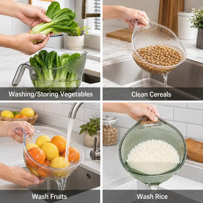 ⚡Aesthetic Multifunctional Rice Strainer with Handle