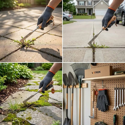 ⚡Wooden Handle Crevice Weeder, Stainless Steel Manual Grass Remover for Patio, Pathways & Yards