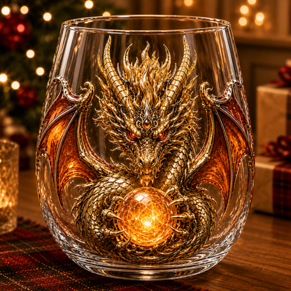 🎁3D Mythic Dragon Glass Art Cup | Luxury Raised Fantasy Glassware for Whiskey, Home Bar Décor & Legendary Gifts