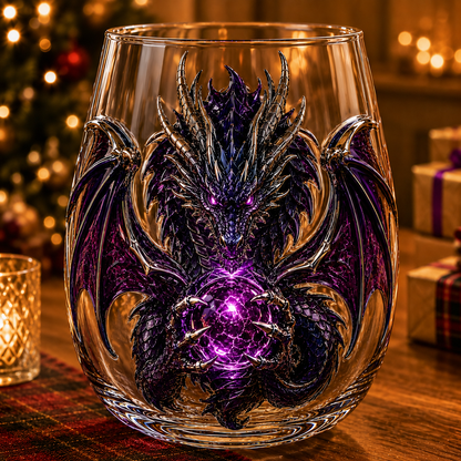 🎁3D Mythic Dragon Glass Art Cup | Luxury Raised Fantasy Glassware for Whiskey, Home Bar Décor & Legendary Gifts