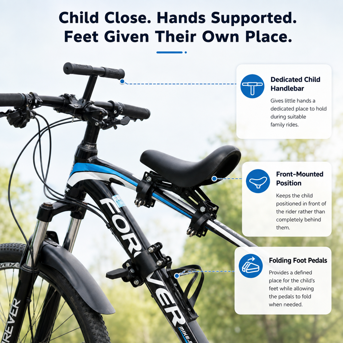 ⚡Front-Mounted Kids Bike Seat Set
