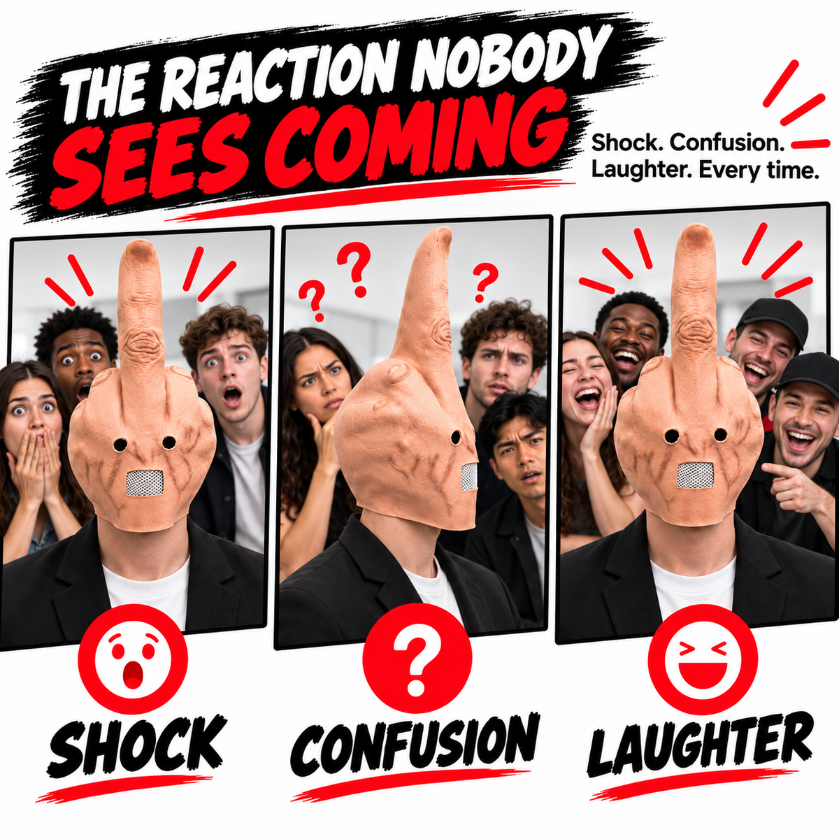 💥Uncanny Smile Reaction Mask – Halloween Prank & Party Mask💥