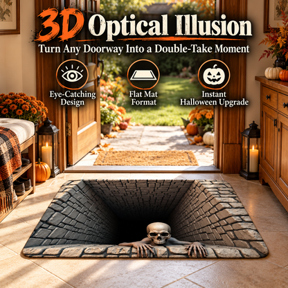 ❤️3D Halloween Optical Illusion Door Mat – Spooky Non-Slip Entryway Rug