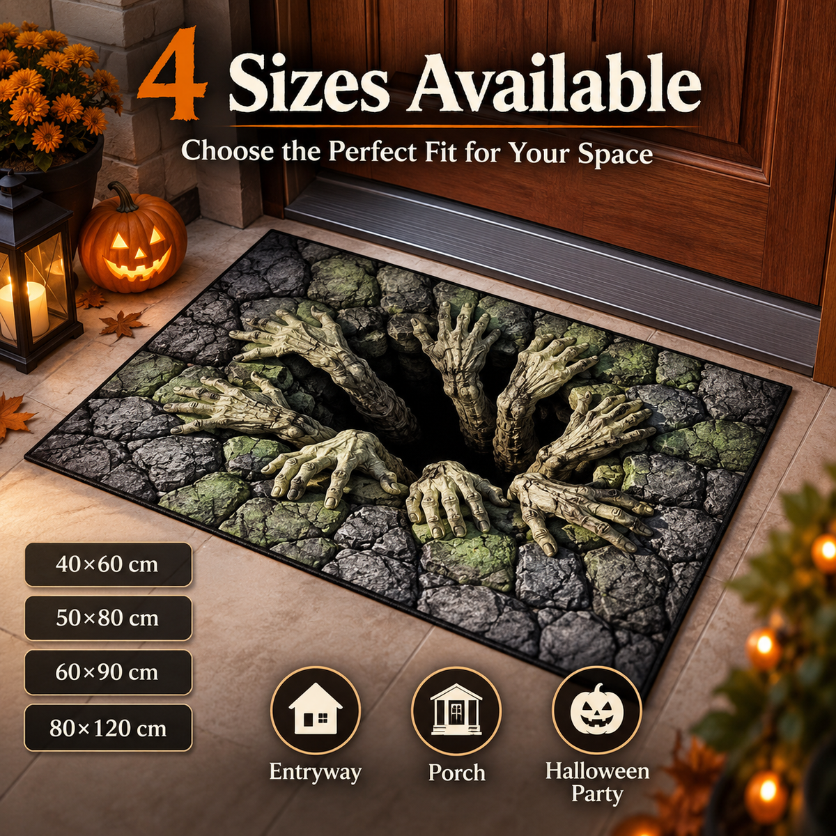 ❤️3D Halloween Optical Illusion Door Mat – Spooky Non-Slip Entryway Rug