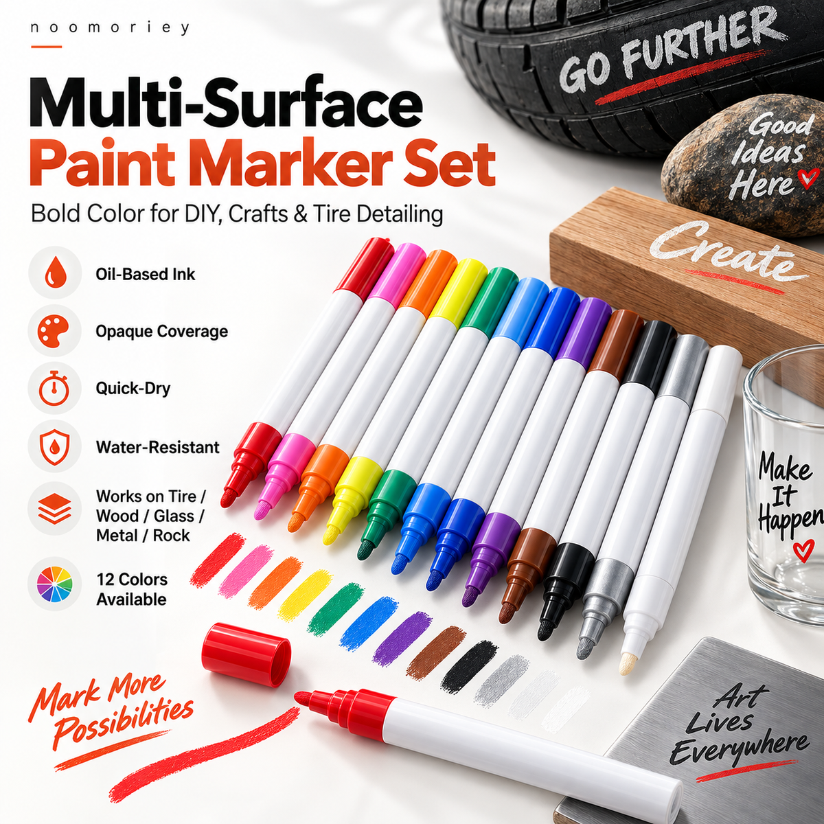 🔥🎨Waterproof Permanent Paint Marker ✒️ – Multi‑Surface Industrial Marking Pen for Tires, Metal, Stone & More