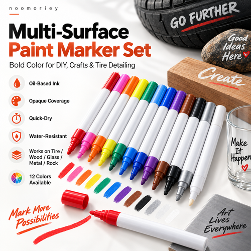 🔥🎨Waterproof Permanent Paint Marker ✒️ – Multi‑Surface Industrial Marking Pen for Tires, Metal, Stone & More