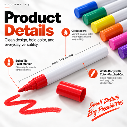 🔥🎨Waterproof Permanent Paint Marker ✒️ – Multi‑Surface Industrial Marking Pen for Tires, Metal, Stone & More